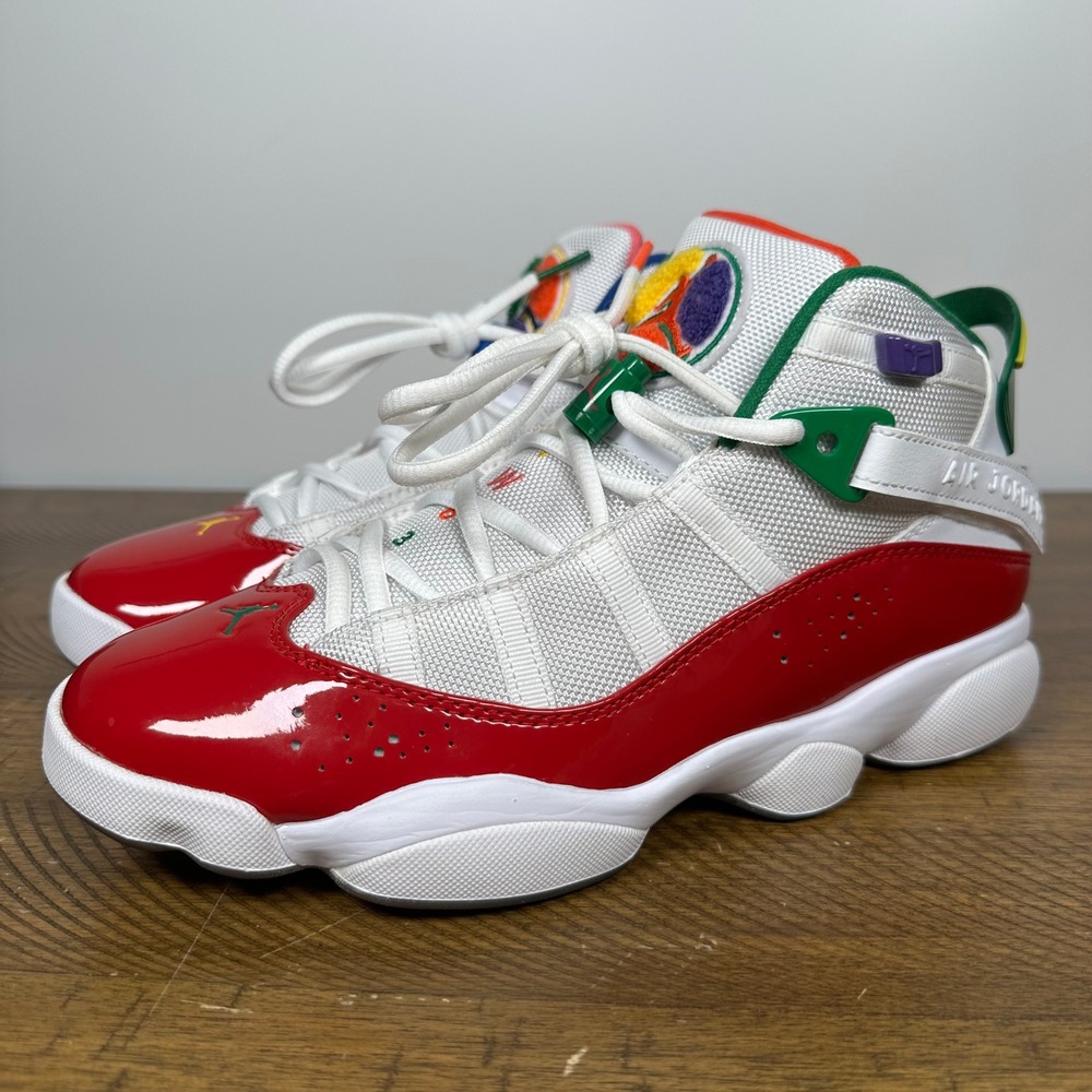 Air Jordan 6 Rings Shoes Mens 8 White Gym Red Multicolor Sneakers CW7003-100 - Picture 3 of 10